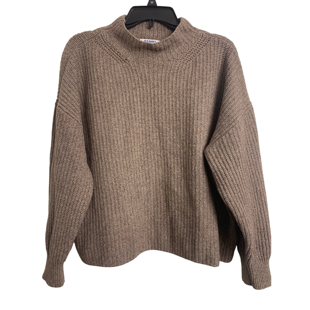 Old Navy SoSoft Mock Neck Ribbed Sweater 2X Taupe Brown Oversized Knit